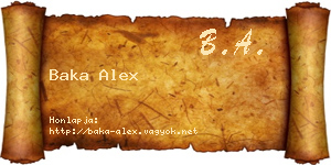Baka Alex névjegykártya