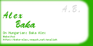 alex baka business card